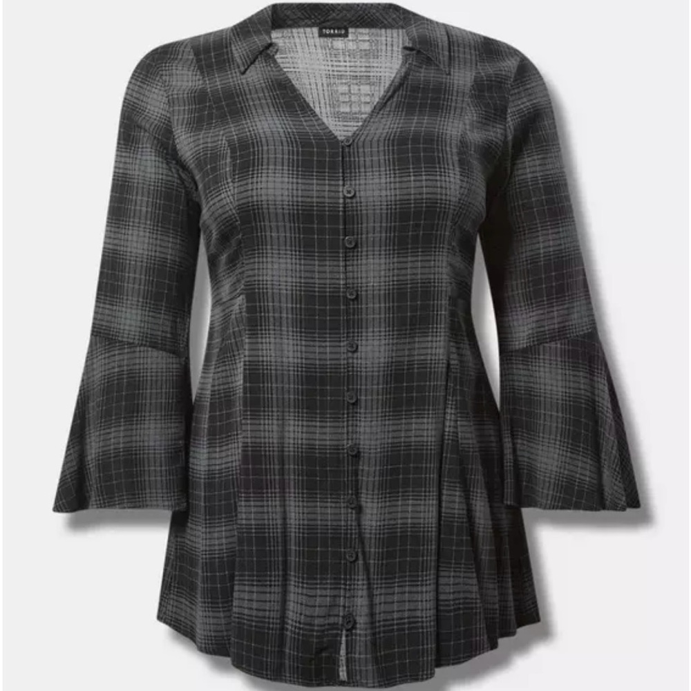 Torrid Fit And Flare Rayon Slub Button-Front Top